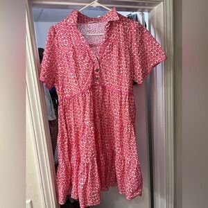 Pink Lily Pink and White Patterned Dress